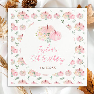 Pink Pumpkins Floral Birthday Party Napkin