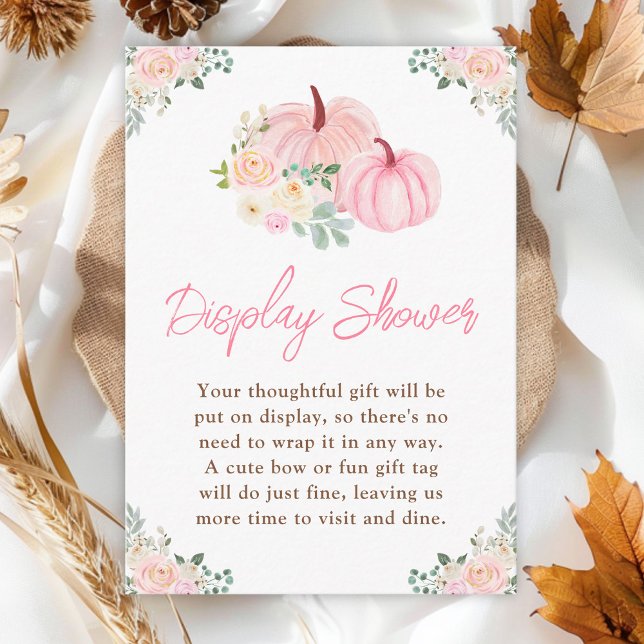 Pink Pumpkins Floral Display Baby Shower Enclosure Card (Creator Uploaded)