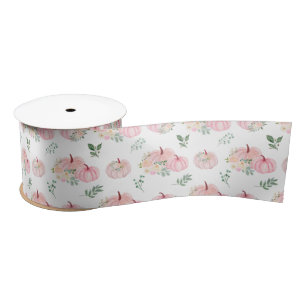 Pink Pumpkins Floral Satin Ribbon