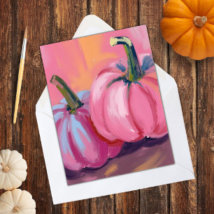 Pink Pumpkins Watercolor Fall Autumn Holiday Card