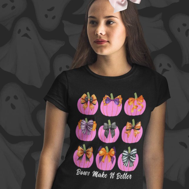 Pink Pumpkins with Bows   T-Shirt (This item is for display purposes only to illustrate the design element.)
