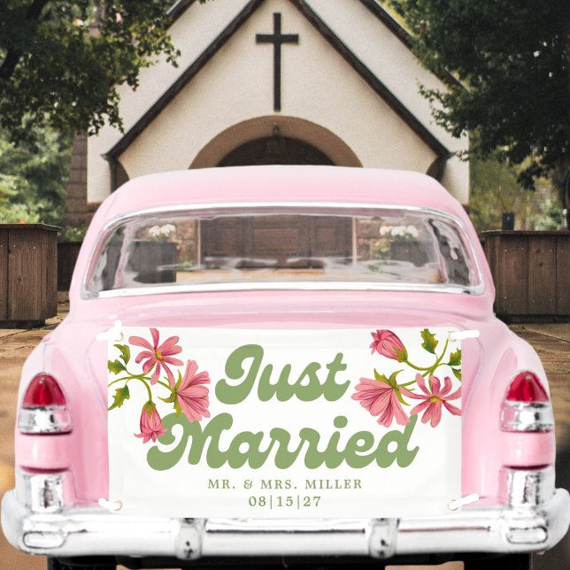 Pink Punch Just Married Car Banner (Creator Uploaded)