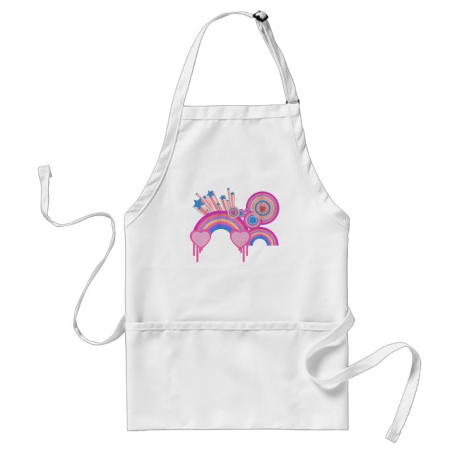 Pink Punk Rainbow Stars and Spirals Standard Apron (Front)