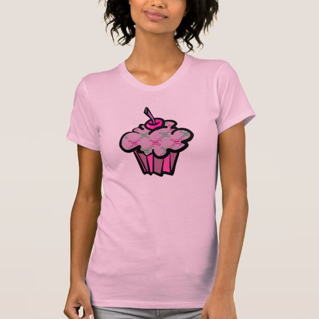 pink punk skull crossbones cupcake T-Shirt (Front)