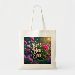 Pink Pupple Flowers Best Mum Ever Tote Bag