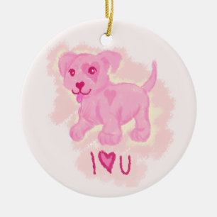 Pink Puppy Ceramic Tree Decoration