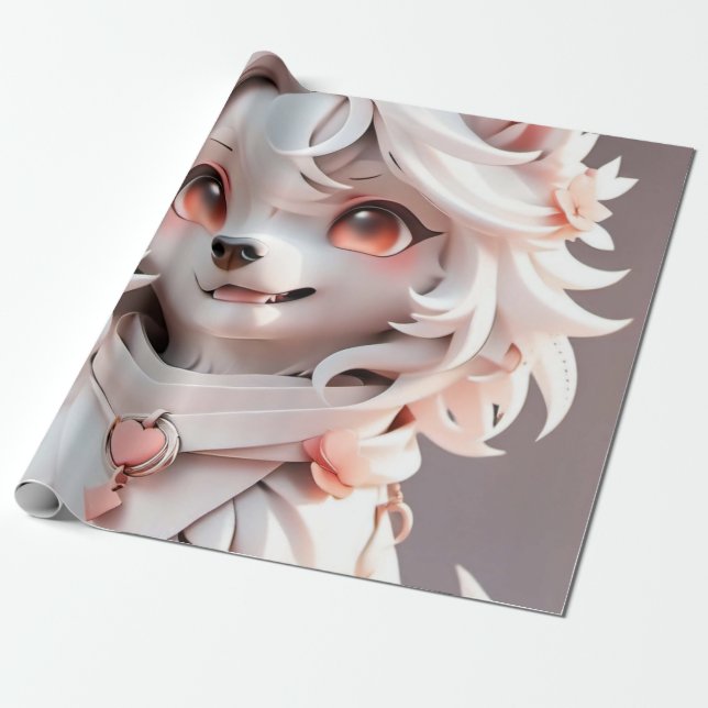 Pink Puppy Design for Kids Birthday Presents Wrapping Paper (Unrolled)