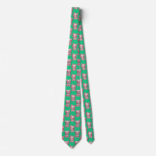 Pink Puppy Dog Pattern Design - Green  Tie