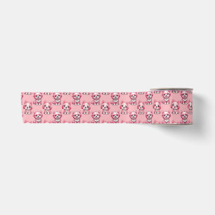 Pink Puppy Dog Pattern Design - Pink Satin Ribbon