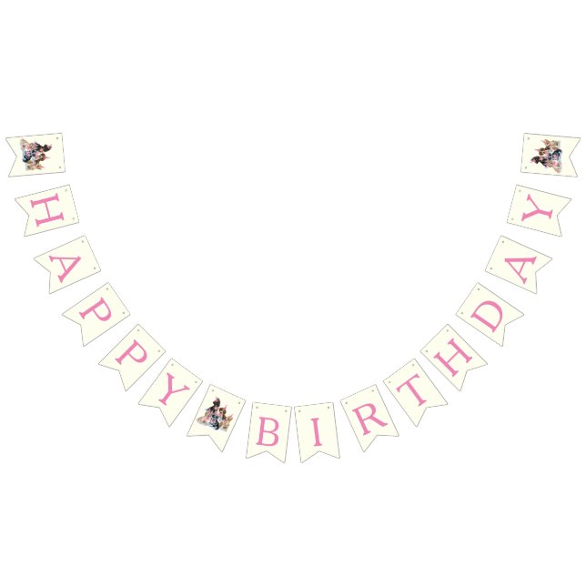 Pink Puppy Dog Themed Birthday Party  Bunting (All)