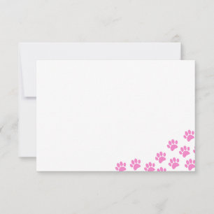 Pink Puppy Paw Prints  Card