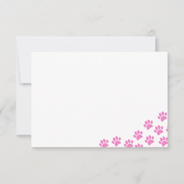Pink Puppy Paw Prints  Card (Front)