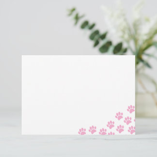 Pink Puppy Paw Prints  Card