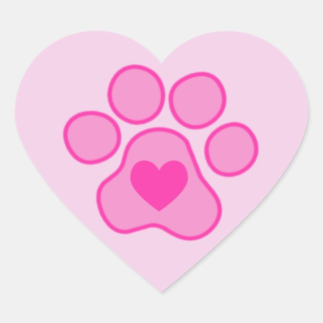 Pink Puppy Paws Heart Sticker (Front)