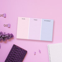 Pink Purple 3 Category Lined To Do List