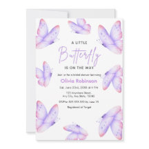 Pink Purple A Little Butterfly Baby Shower