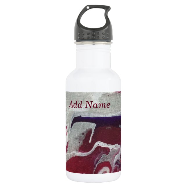 Pink Purple Abstract Personalised Water Bottle (Front)