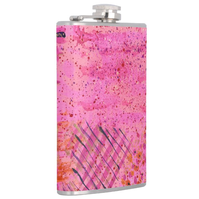 Pink Purple Abstract Stainless Steel Flask (Right)