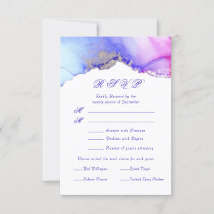 Pink Purple Abstract Wedding RSVP Card