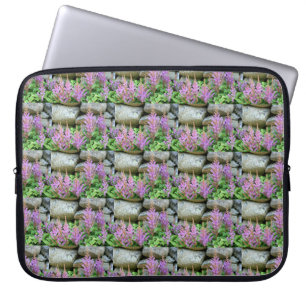 pink purple aflowers and granite stones pattern ca laptop sleeve