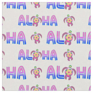 Pink Purple Aloha Hawaiian Tropical Turtle Fabric