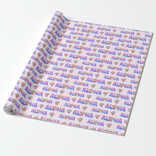 Pink Purple Aloha Hawaiian Tropical Turtle Wrapping Paper