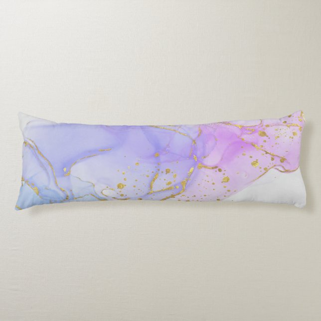 Pink, Purple and Blue Alcohol Ink Body Cushion (Front)