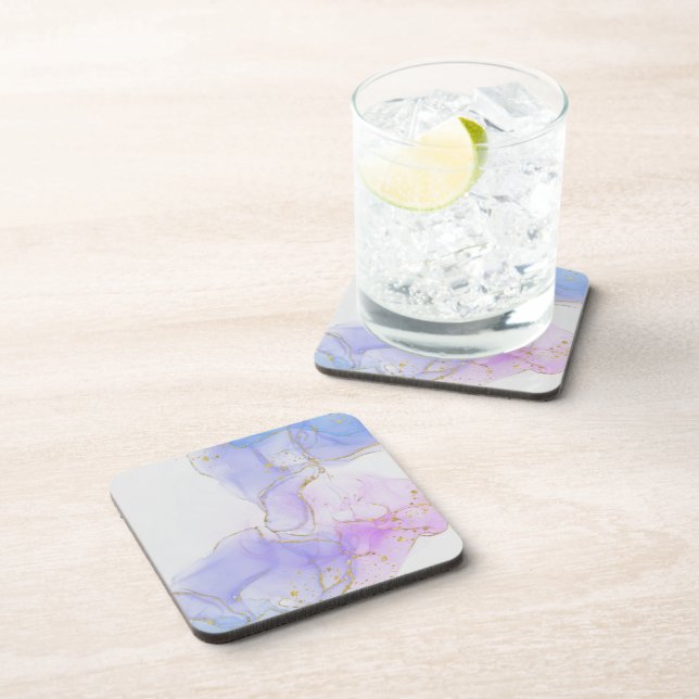 Pink, Purple and Blue Alcohol Ink Coaster (Right Side)