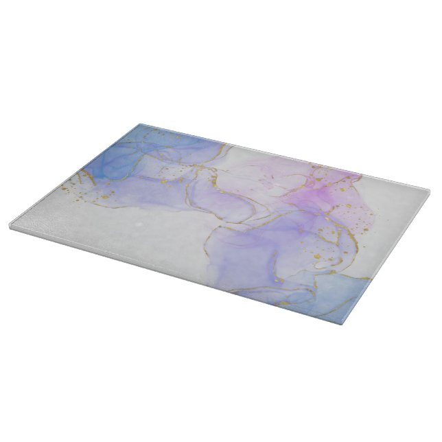 Pink, Purple and Blue Alcohol Ink Cutting Board (Corner)