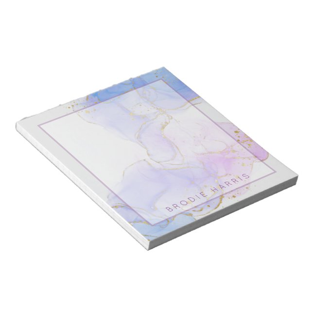 Pink, Purple and Blue Alcohol Ink Personalised Notepad (Angled)