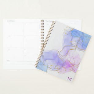 Pink, Purple and Blue Alcohol Ink Planner