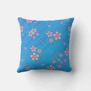 pink purple and blue cushion