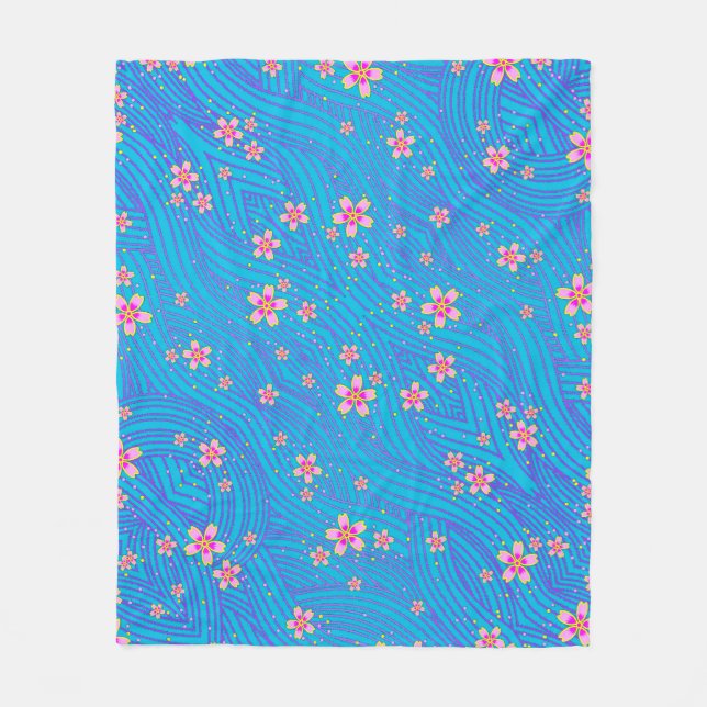 pink purple and blue fleece blanket (Front)