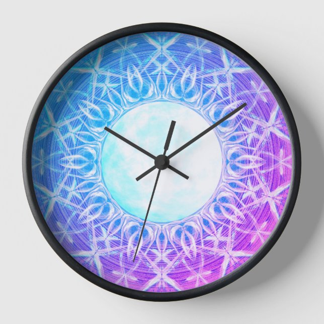 pink, purple and blue Lightcode Mandala clock (Front)