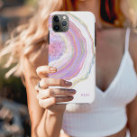 Pink Purple and Gold Marble Geode with Monogram Case-Mate iPhone Case<br><div class="desc">Protect your new phone with a modern trendy case featuring a beautiful marble geode pattern. The feminine colour scheme includes shades of pink, purple and lavender, gold and a hint of turquoise and blue in this unique design. A text template is included for personalising this case with your monogram initials...</div>