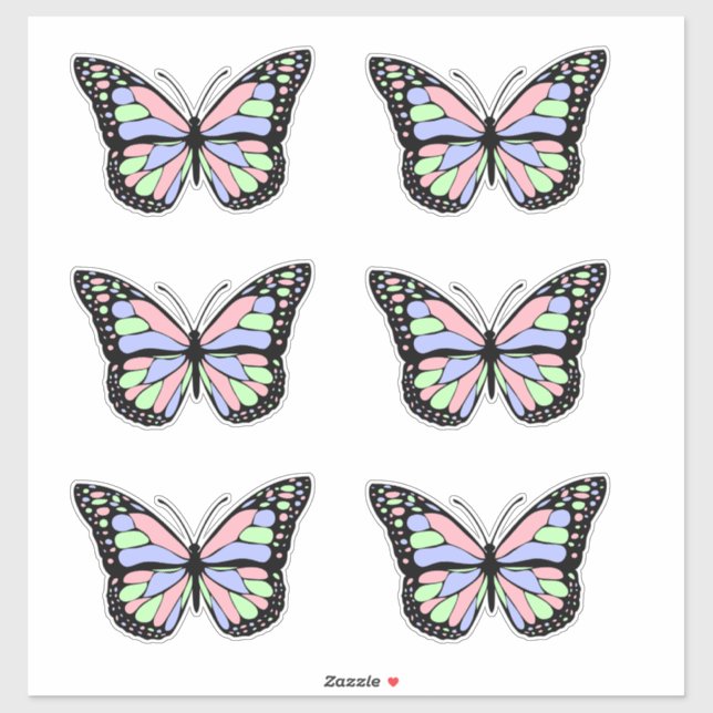 Pink, Purple, and Green Butterfly (Sheet)
