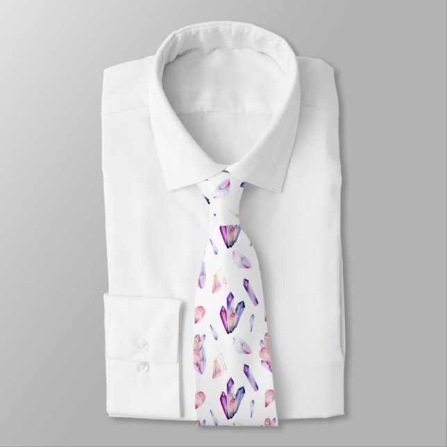 Pink, Purple and Green Crystals Tie (Tied)