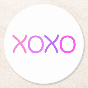 Pink, purple and lavender Xoxo lovely Round Paper Coaster
