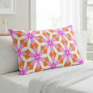 Pink Purple and Orange Floral Geometric Pillowcase