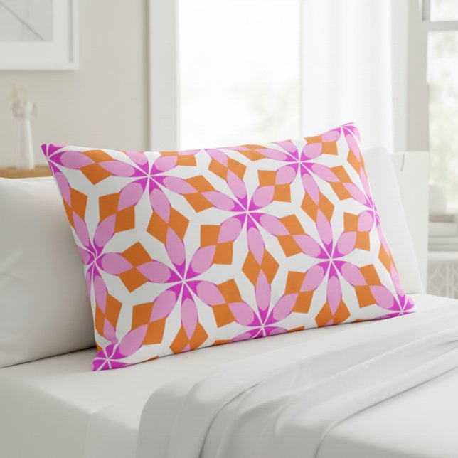 Pink Purple and Orange Floral Geometric Pillowcase (Creator Uploaded)