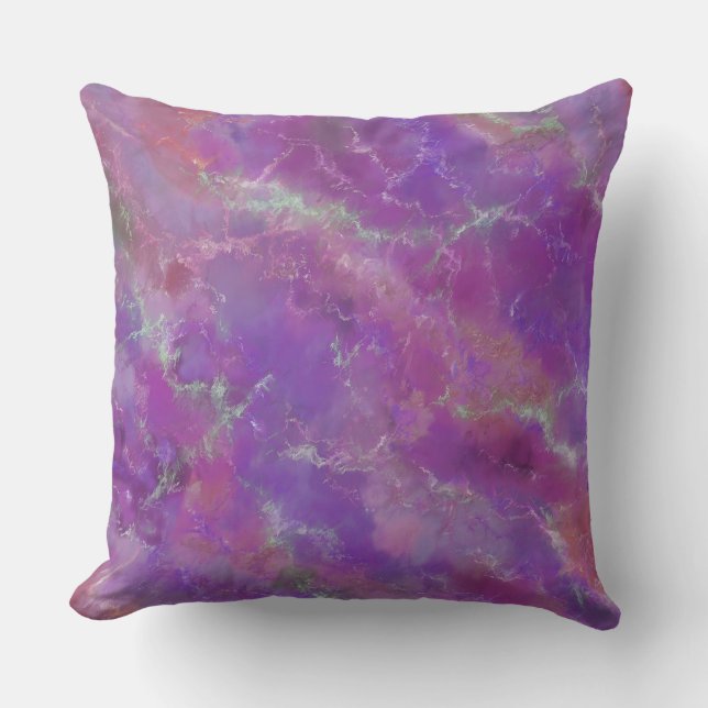 Pink, Purple And Silver Marble Pattern Cushion (Front)