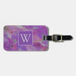 Pink, Purple, and Silver Marble Pattern Luggage Tag