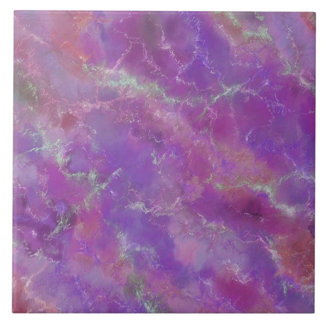 Pink, Purple And Silver Marble  Tile (Front)