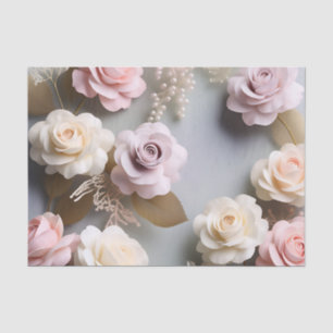 Pink Purple And White Roses Tissue Paper