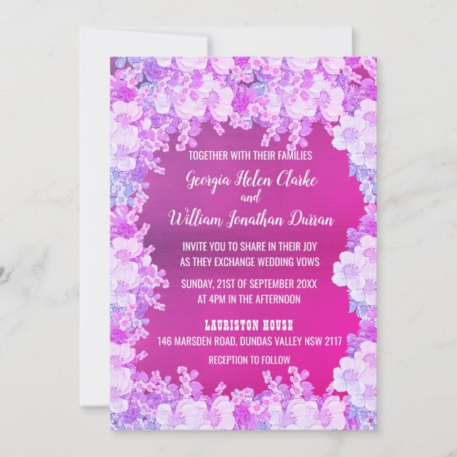 Pink Purple Anemone Floral Wedding Invitation (Front)