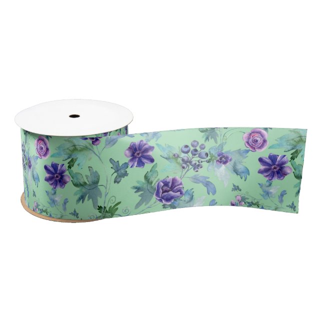 Pink Purple Anemones Spring Outdoor Bridal Shower  Satin Ribbon (Spool)