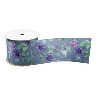 Pink Purple Anemones Spring Outdoor Bridal Shower Satin Ribbon