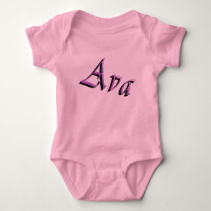 Pink Purple Ava Name Logo, Baby Bodysuit