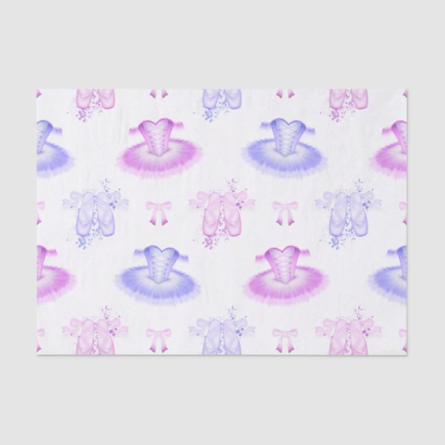 Pink & Purple Ballet Birthday Tutu & Pointe Shoes Tissue Paper (Front)