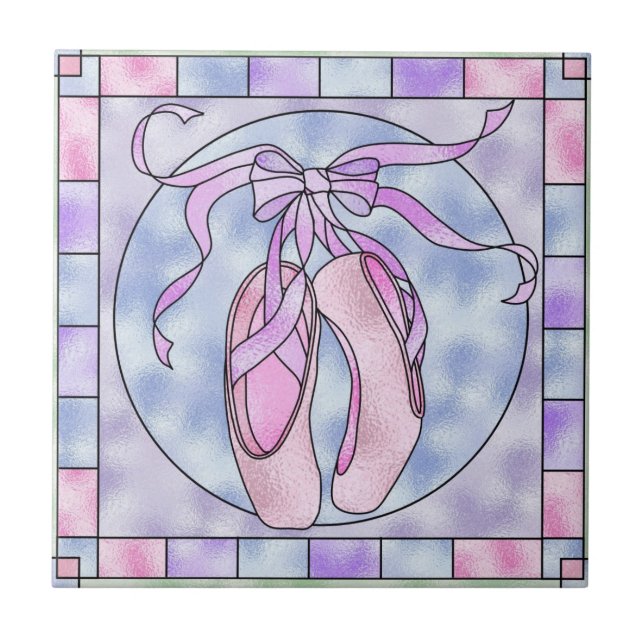 Pink & Purple Ballet Pointe Shoes Keepsake Tiles (Front)